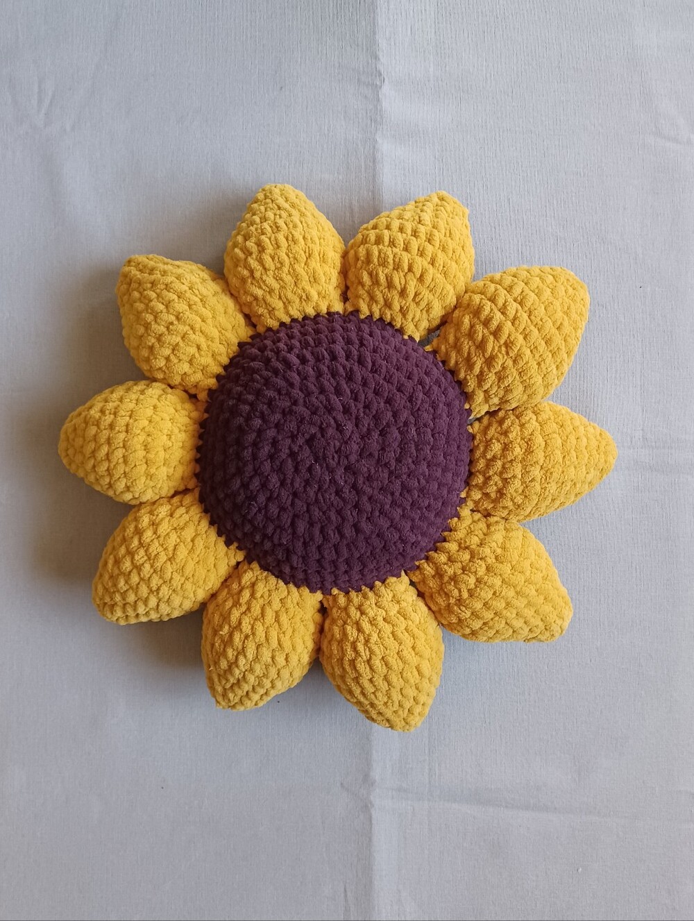 Handmade Crochet Sunflower Decorative Pillow - Picture 4 of 6
